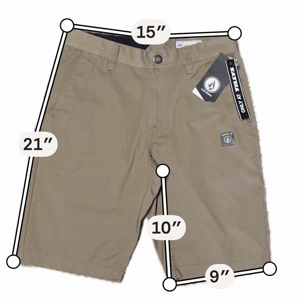 Volcom Shorts Mens Size 29 Khaki Modern Fit Flat Front Chino Recycled Skate NWT - Picture 10 of 10